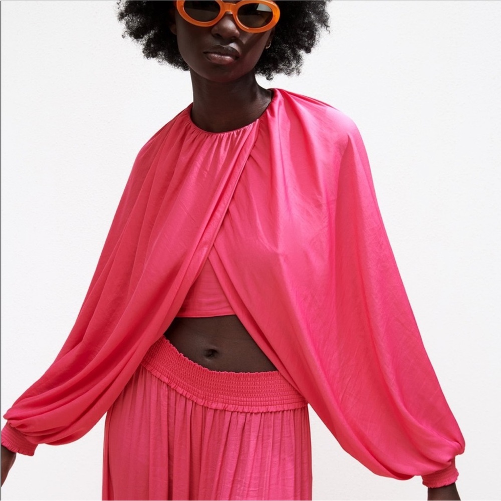 Zara Balloon Sleeve Crop Top